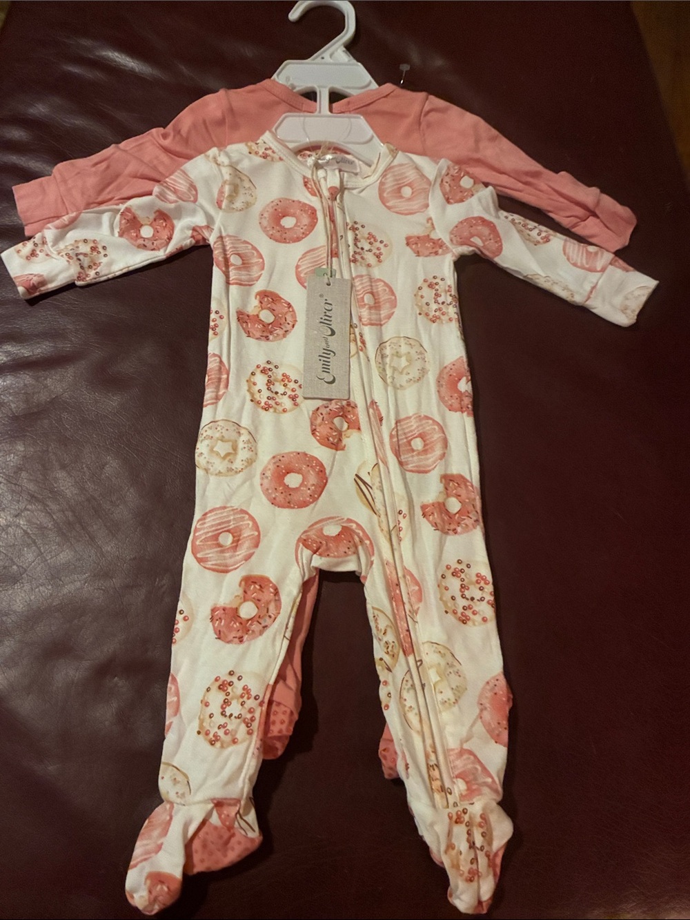 Emily & Meritt Pink Donut Print Footed One-Piece for Kids